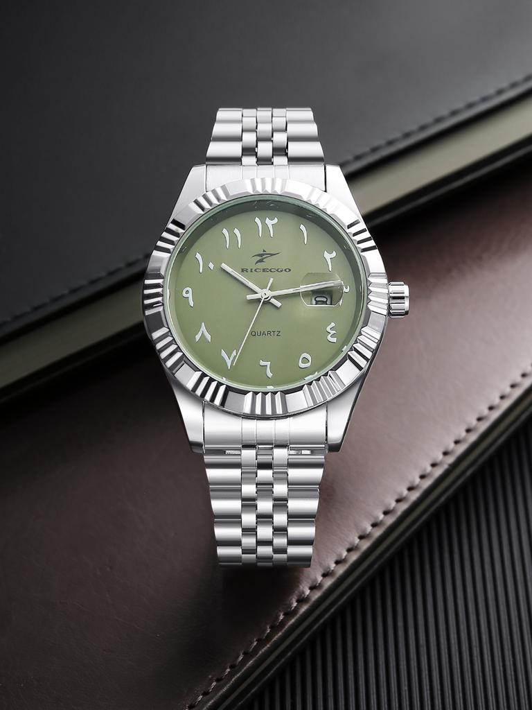 Classic Men's Quartz Watch Stainless Steel Strap Luminous Calendar Function Business Commute Fashionable Wristwatch Trendy Model