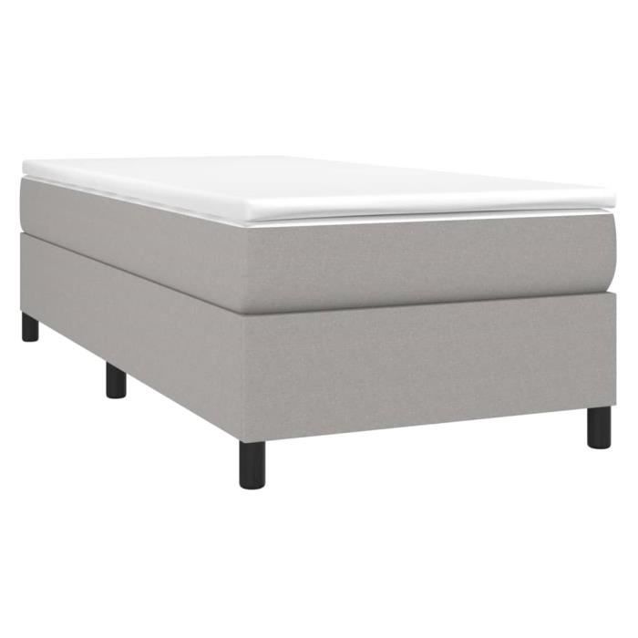 3144375 vidaXL Lit à sommier tapissier avec matelas Gris clair 80x200 cm Tissu