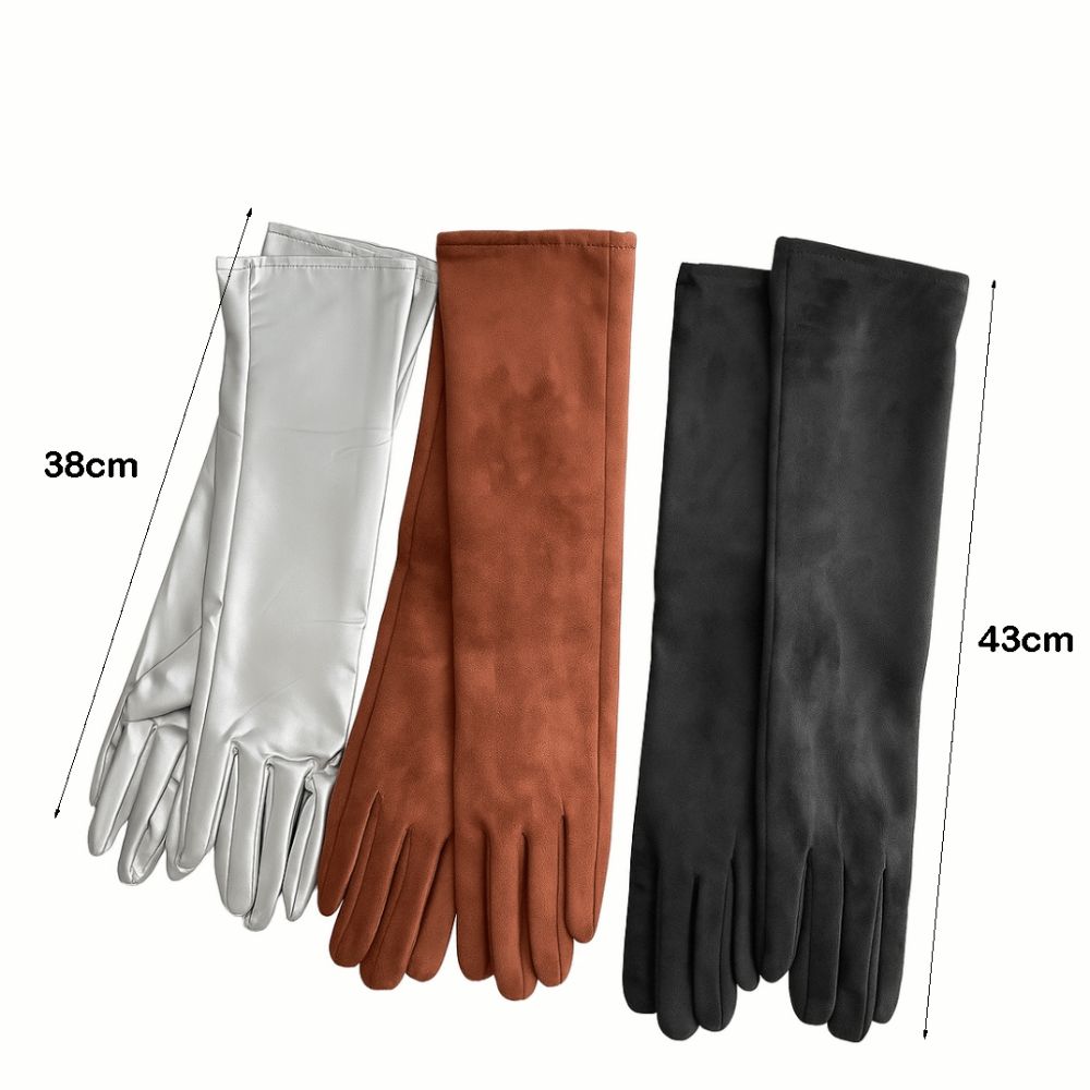 Warm Insulated Gloves Touch Screen Capability 5-Finger Gloves Cozy Long Gloves Winter Season