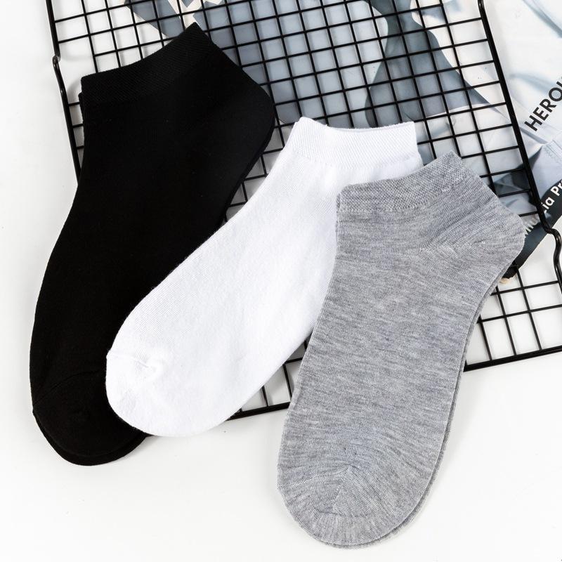 10 Paia di Calzini da Uomo, Calzini Corti, Calzini da Barca da Uomo per Primavera ed Estate, Calzini Sportivi in Cotone Traspiranti Monocolore, Calzini da Uomo Sottili Bianchi e Neri