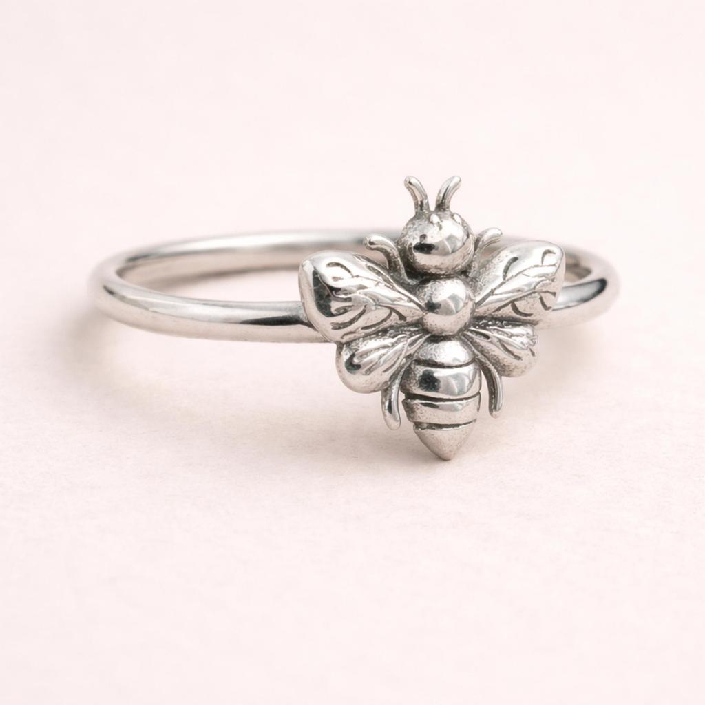 Honey Bee Ring, Designer Ring, 925 Solid Sterling Silver, Bee Ring for Women, Good Luck Ring, Promise Ring