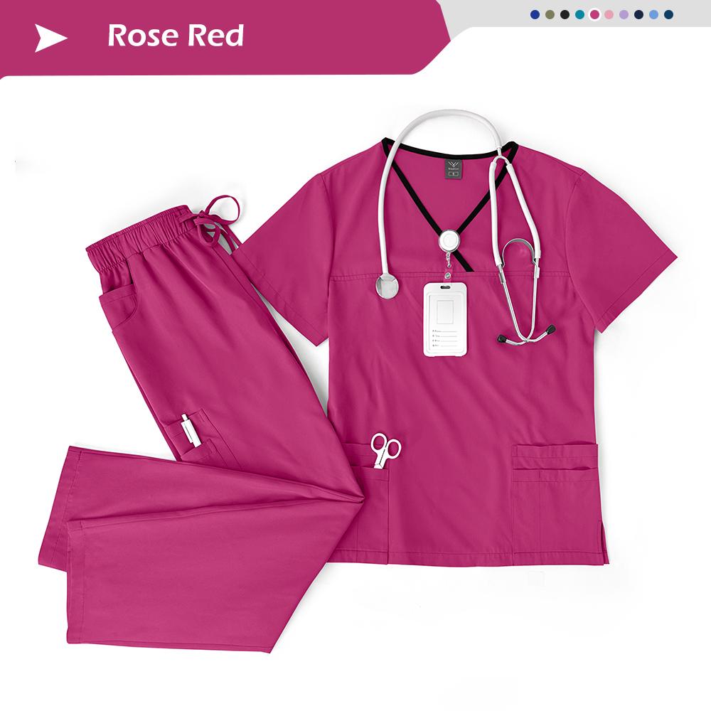 Elastic Breathable Nursing Articles Surgical Uniforms Woman Hospital Clinical Uniform Multicolor Short Sleeved Beauty Salon Wear