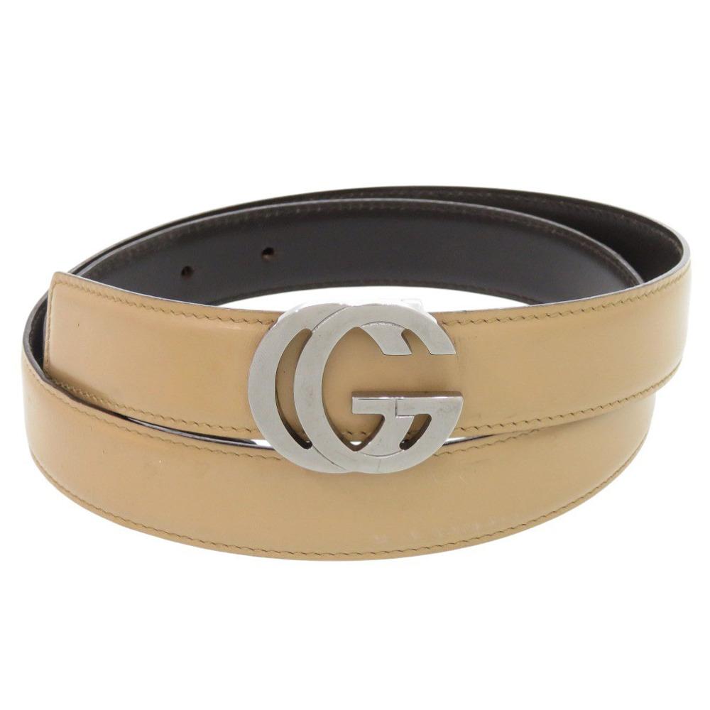 Used AUTHENTIC GUCCI Interlocking Gbelt Beige/Brown Leather