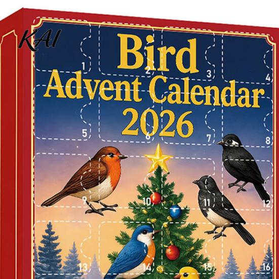 Festive Home Hanging Decor 24 Day Bird Advent Calendar with 2D Flat Acrylic Pendants, Christmas Countdown Calendar, Ornament for Holiday Trees