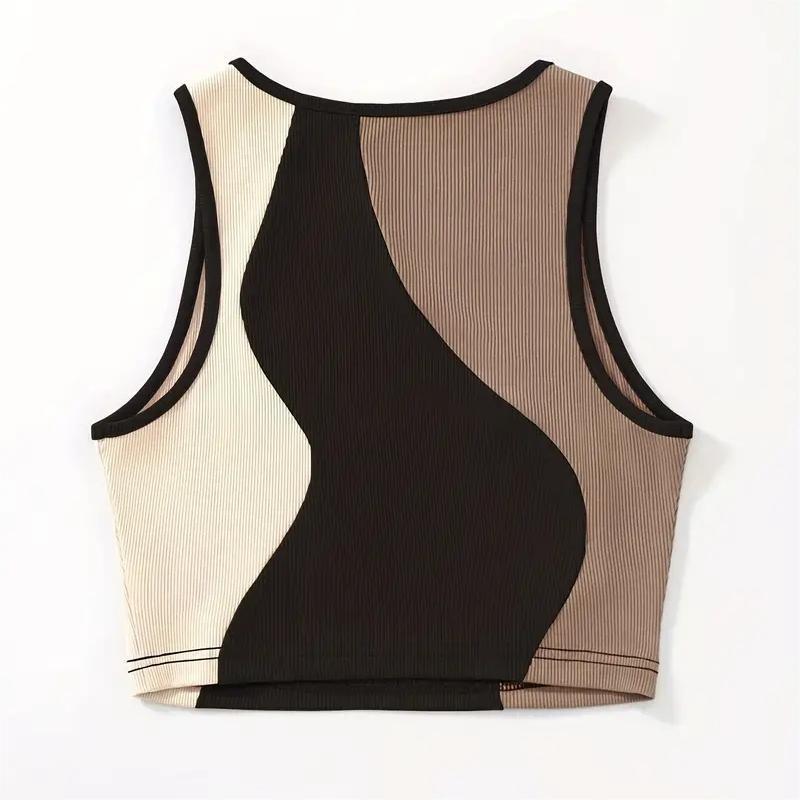 Y2K Women's Summer New Product Fashionable Personalized Splicing Color Contrasting Umbilical Tank Top