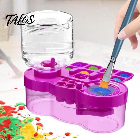 Multi-functional Paint Brush Tool 6 in 1 Cleaner Artists Teachers Kids Rinser Holder Palette Water Circulation Portable Painting ABS Plastic
