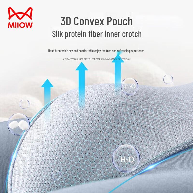 MaoRen Men's 10A Antibacterial Silkworm Protein Modal Boxer Briefs 3-Pack