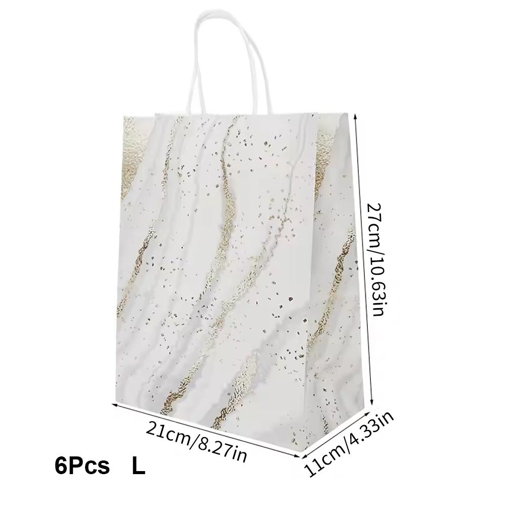 6Pcs Gold Marble Gift Bag with Handle Paper Gift Wrapping Bags for Birthday Wedding Party Supplies