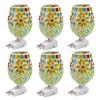 Fourcart Cute Handmade Glass Craft [Mosaic Foot Lamp] Flower Yellow X Set of 6