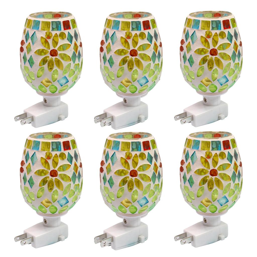 Fourcart Cute Handmade Glass Craft [Mosaic Foot Lamp] Flower Yellow X Set of 6