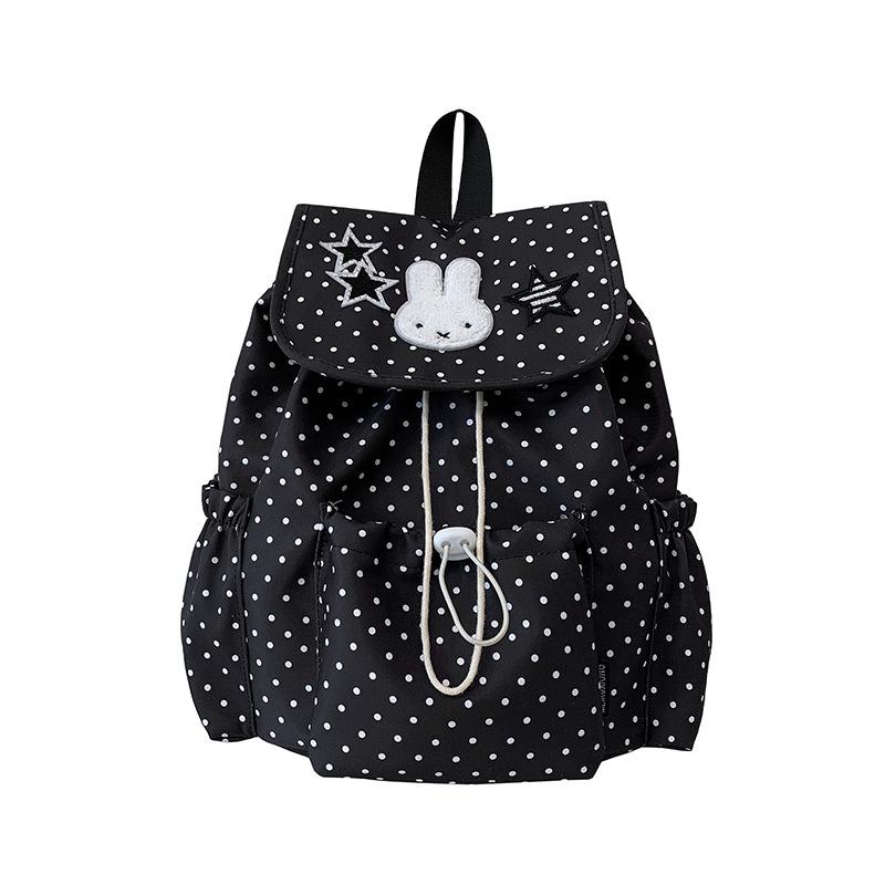 Schoolbag spring and summer backpack Korean version cartoon Korean backpack female drawstring design cute polka dot casual versatile student schoolbag