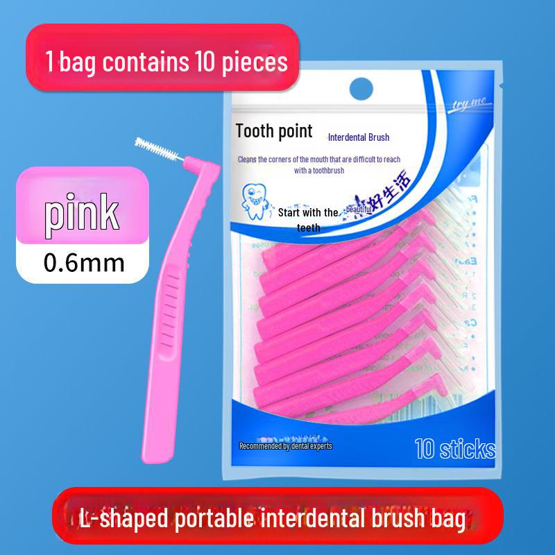 L-Shaped Interdental Toothbrush Set (10-Pack) with Wire Bristles