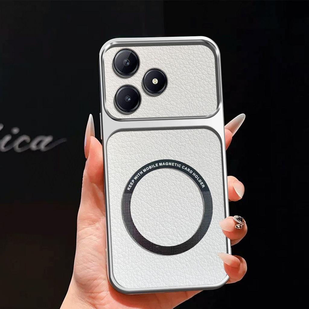 Upgraded Big Lens Protection Case for Realme C65s,C63,C61,Note 70 Luxury Leather Casing with Magnetic Ring