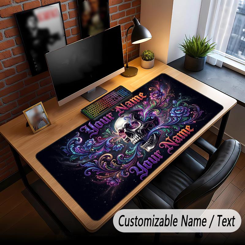 Skull Gothic Theme Custom Mouse Pad Personalized With Name Text Customized Desk Mat For Office Home Decor