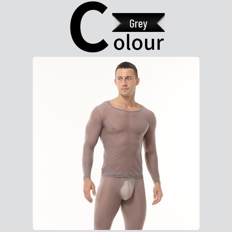 Men's Sheer Ice Silk Underwear Set - Sexy, Tight-Fitting, See-Through Fitness Base Layer