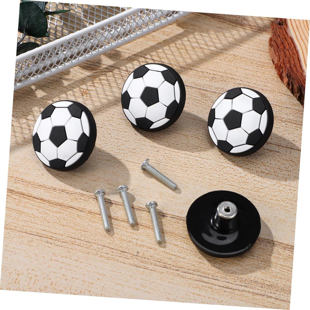 Set van 6 Zachte Rubberen Voetbalvormige Ladeknoppen voor Kinderkamer, Anti-botsing Sportkastgrepen voor Jongens Commode