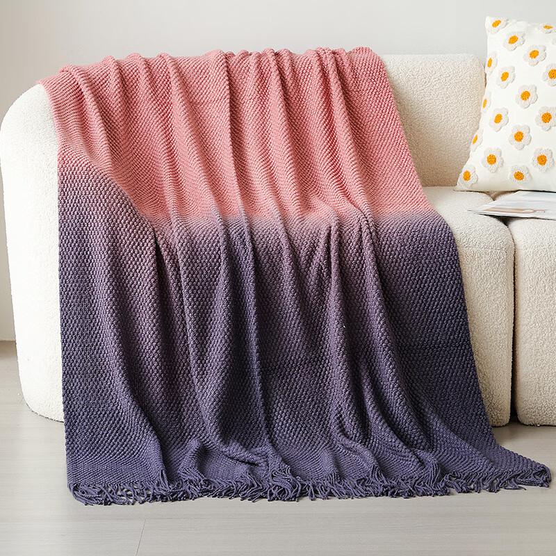 

Пледовый вязаный плед с градиентом и кисточками 130x180 cm