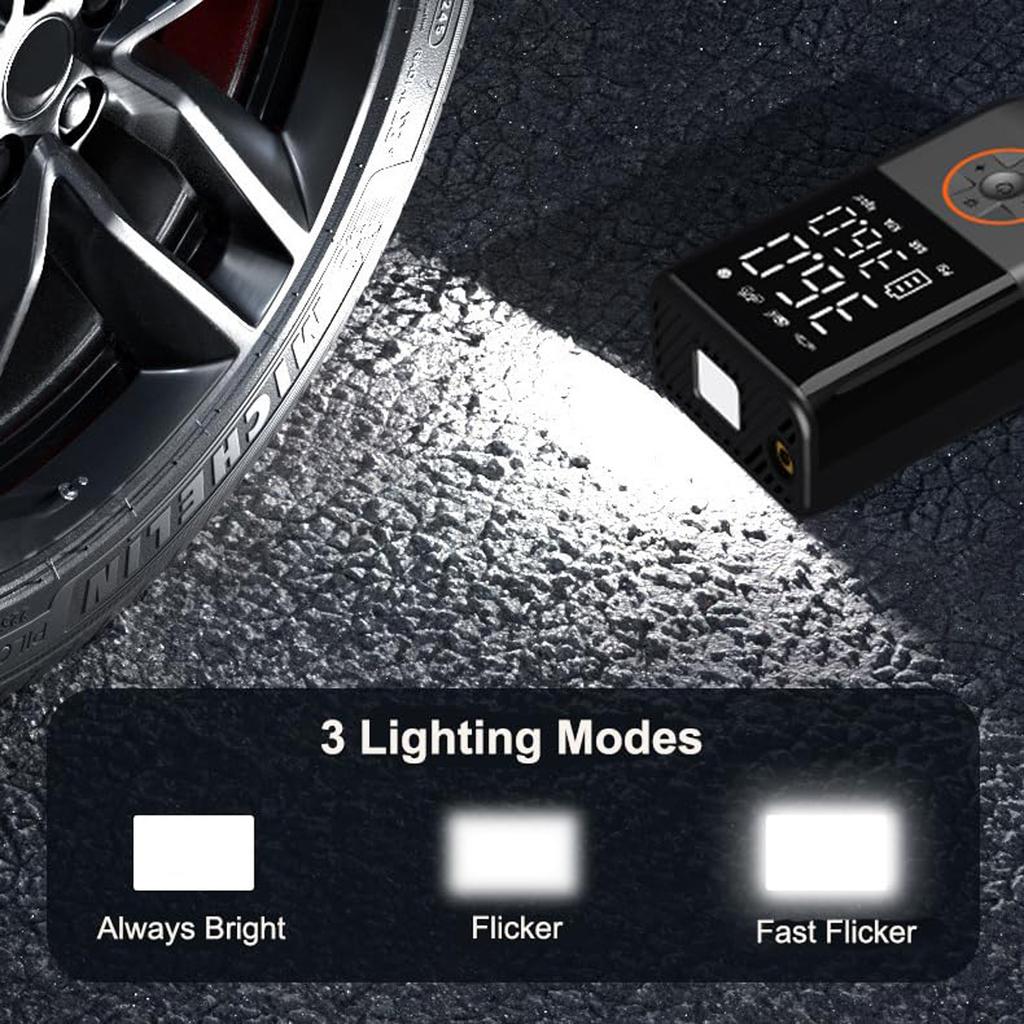 Tire Inflator Portable Compressor Cordless Bike With Digital Values Display, 150 PSI Car Tires With LED Lights For Cars, Motorcycles