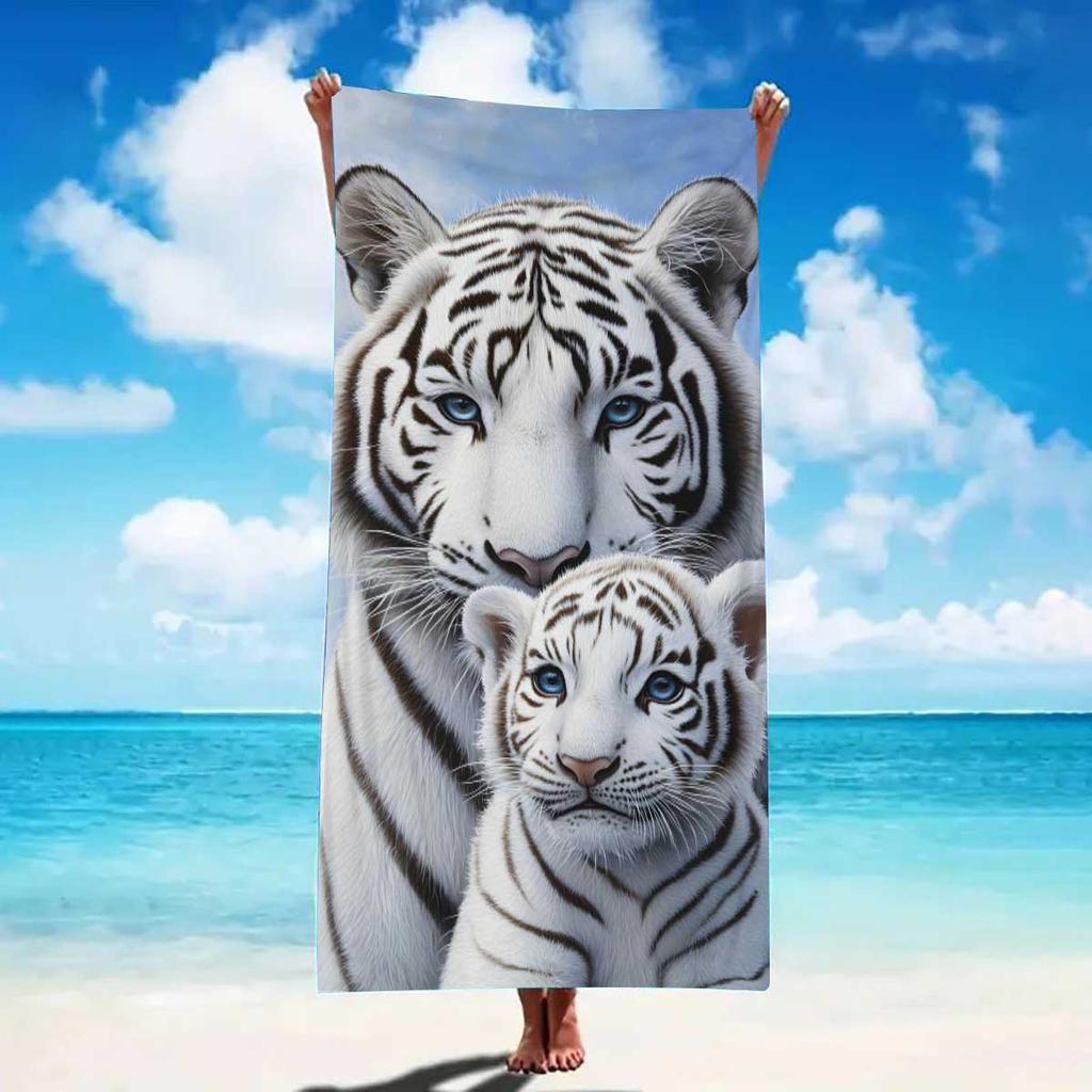 Cartoon Marine Creature Pattern Microfiber Beach Towel Quick Dry Lightweight Absorbent Towel for Beach Swimming Camping Outdoor