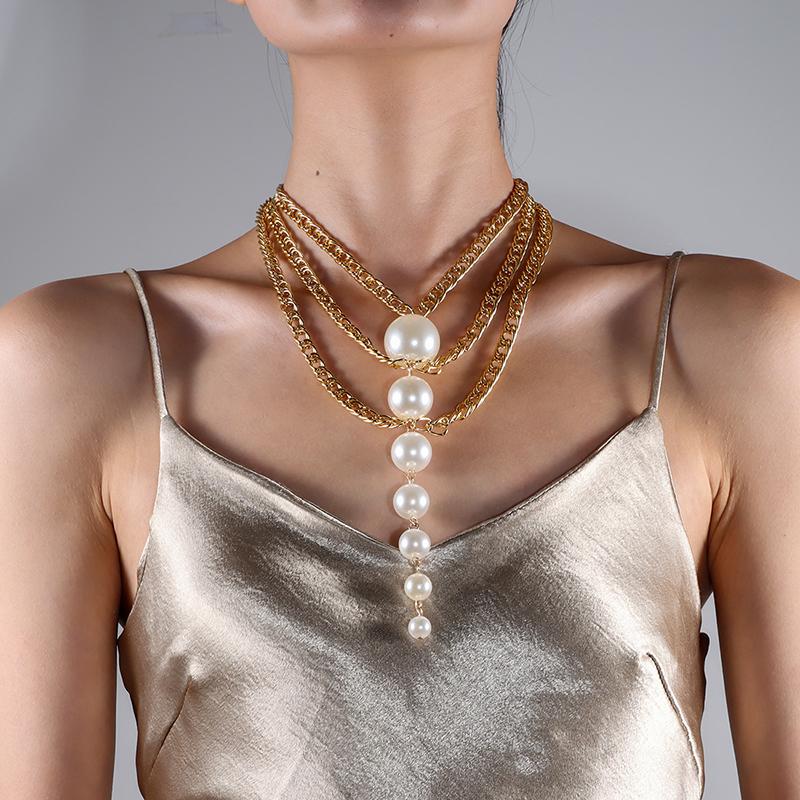 Fashionable Simple Trendy Elegant Pearl Chain Retro Necklace For Women