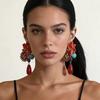 Zvoijio New Personalized Trendy Resin Flower Water Drop Long Earrings
