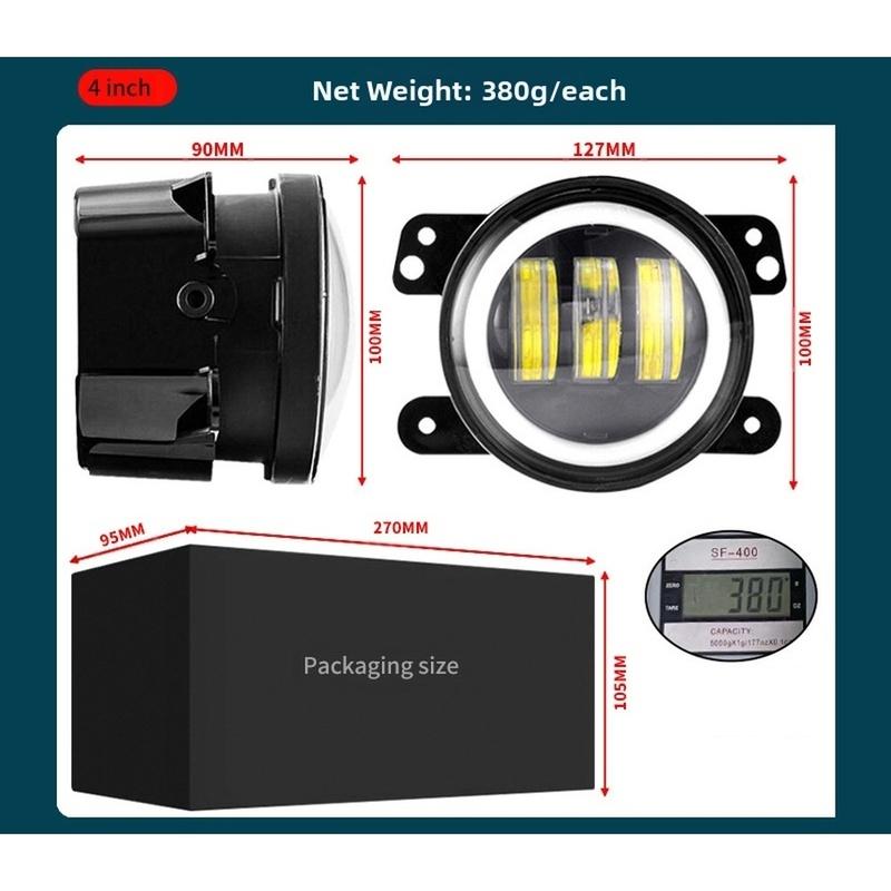 3.5/4inch Led Car Fog Lamp Assembly White Yellow Ring For Offroad Vehicle Driving Lights 10-30V Car Angel Eyes Fog Lamp Replace