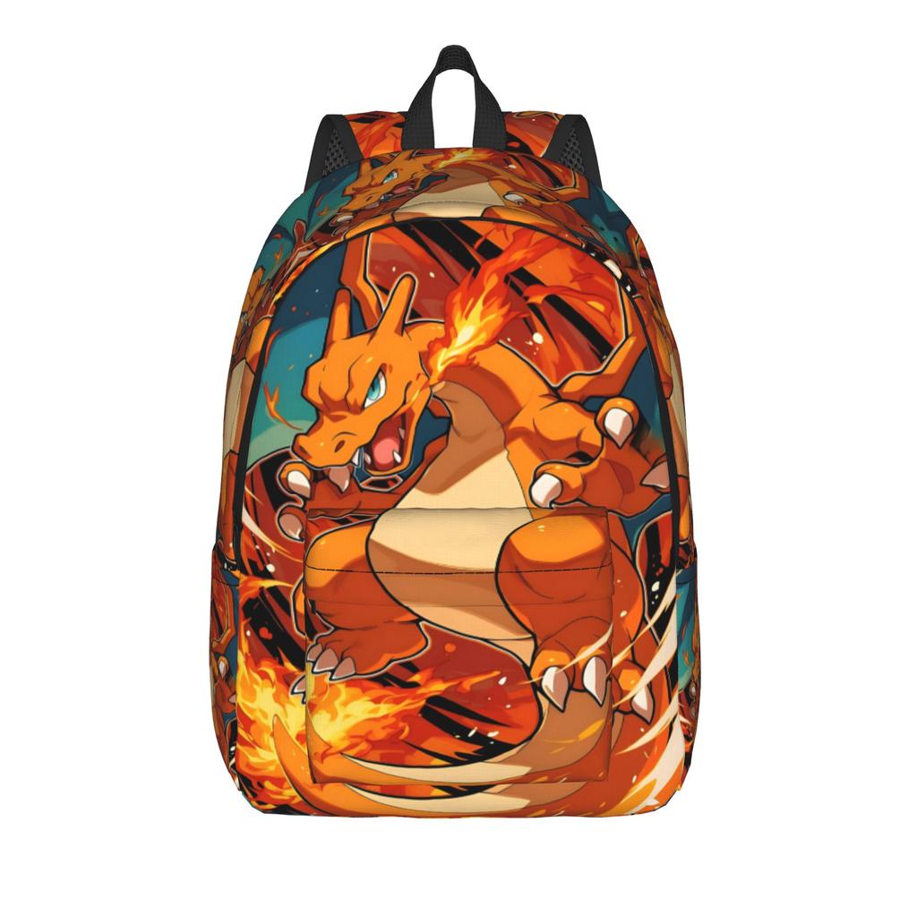 Fashion Pokemon Backpack Charizard Mochilas Kawaii Hiking Zipper Closure Rucksack