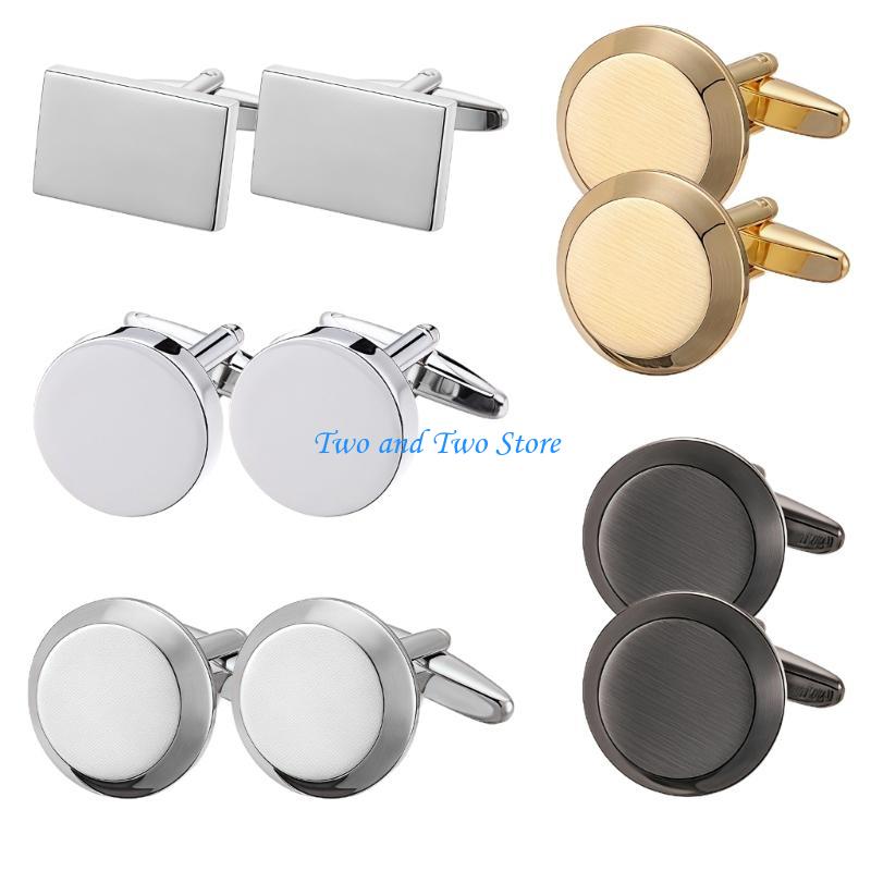 HX6F Modern Geometric Cufflinks Stylish Accessory Metal Texture for Dress Shirts