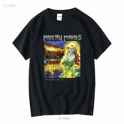 PRETTY MAIDS FUTURE WORLD T Shirt Black S 4XL GH394 Long or Short Sleeves Vintage Washed Streetwear Slightly Graphic