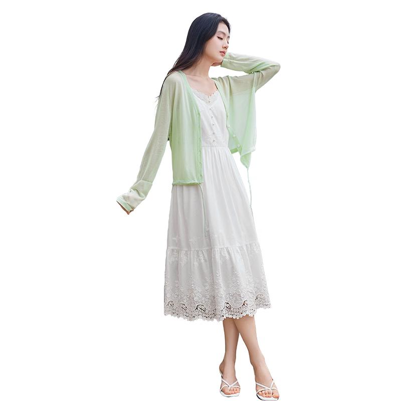 Xiangying V-Neck Lightweight Knit Cardigan for Women S