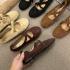 Fashion Fashion Flock Women Flats Slip On Shoes Soft Female Shallow Footwear Round Toe Ladies Mary Janes Flats Shoes  lady