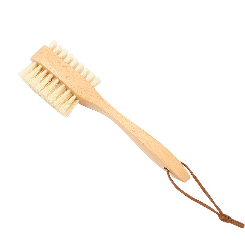 Dual-Sided Long Handle Solid Wood Boar Bristle Nail Brush