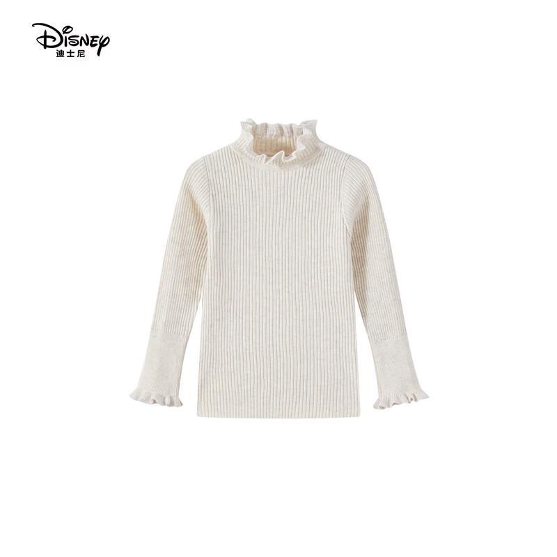 Disney Girls' Mock Neck Ruffle Trim Knitted Sweater