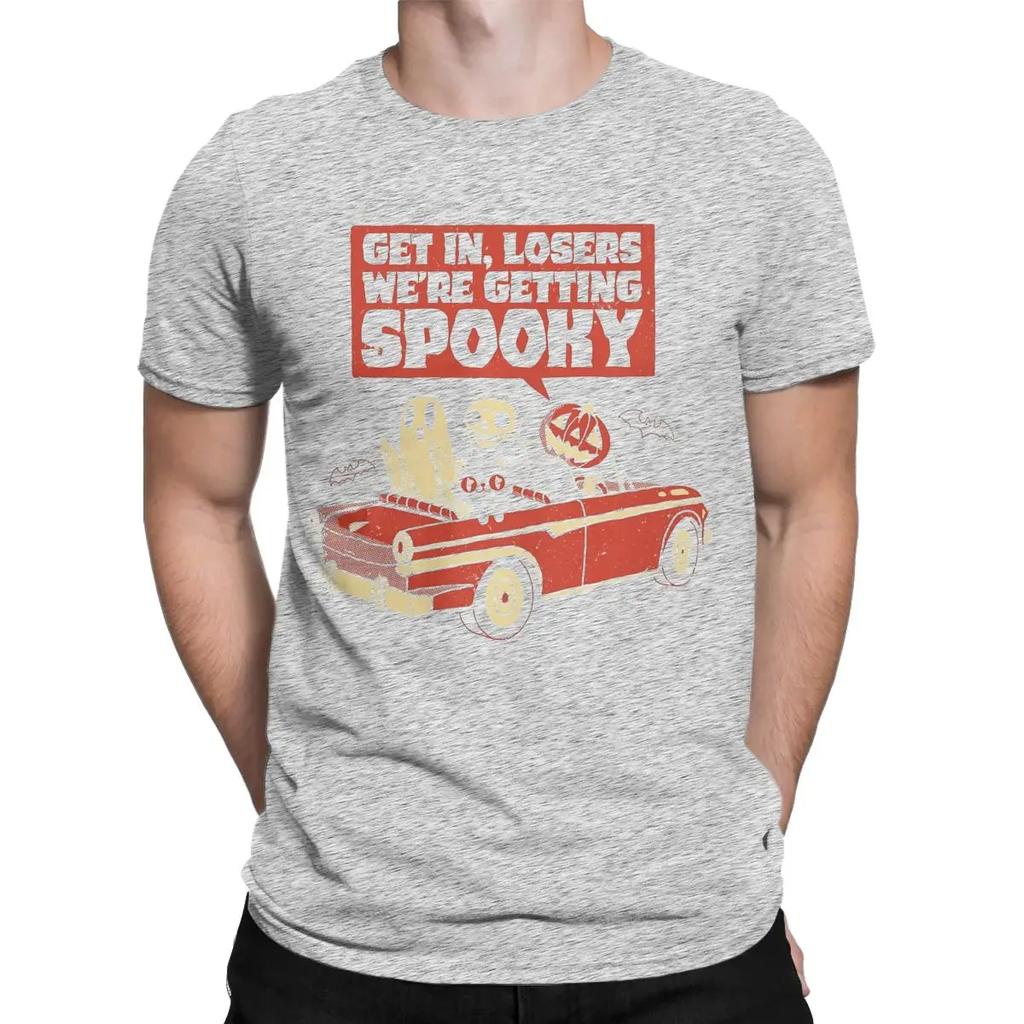 Getting Spooky Pumpkin Halloween Cat Men T Shirts Funny Tees Short Sleeve O Neck T-Shirt Cotton Classic Clothing