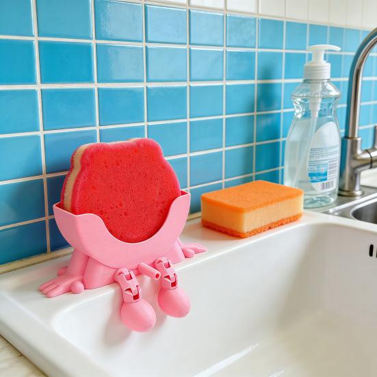 Soporte para Esponjas Impreso en 3D con Patas de Drenaje para Baño Cocina Encimera Soporte para Esponjas Organizador Multifuncional de Esponjas Estante de Almacenamiento
