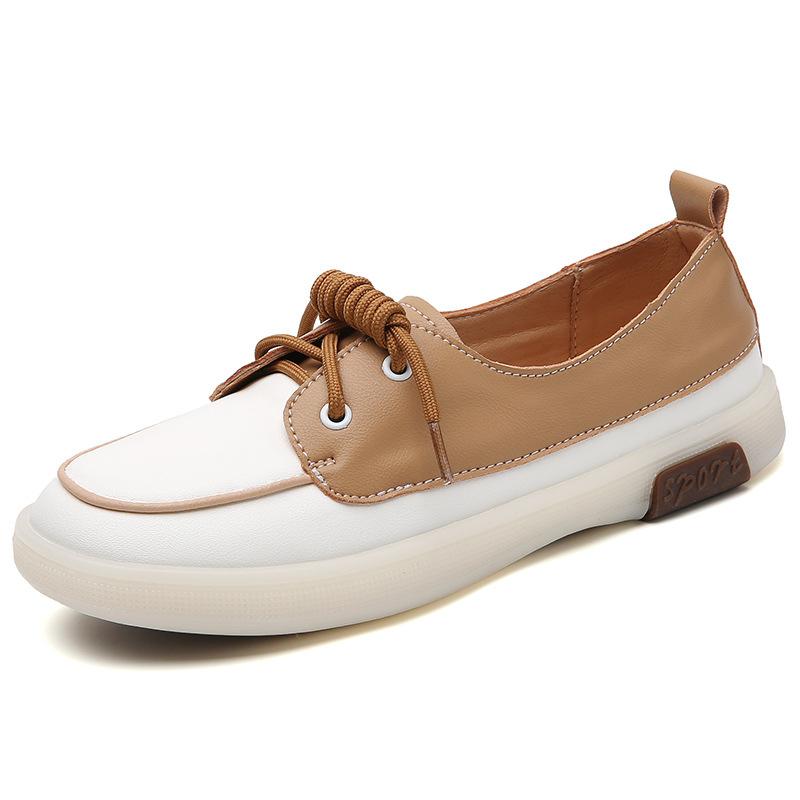 

мода Женские кроссовки Лоферы Туфли на платформе Натуральная кожа Лоскутная повседневная обувь Женская обувь для прогулок на открытом воздухе Zapatillas Mujer 41 коричневый