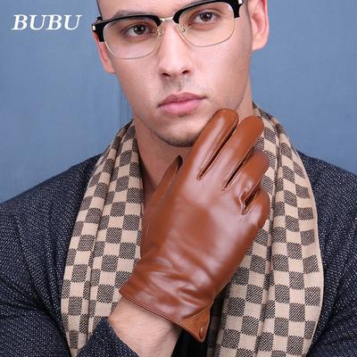 Real Sheepskin Touch Screen Gloves for Men In Winter Brown Color Bike Driving Warm Plus Velvet Korean Business Real Sheepskin Gloves