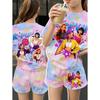 Kpop Cartoon Graphic Girls T-Shirt and Pants Set Girls' Summer Clothing Cute Short Sleeve Set Children's T-Shirt and Shorts Set