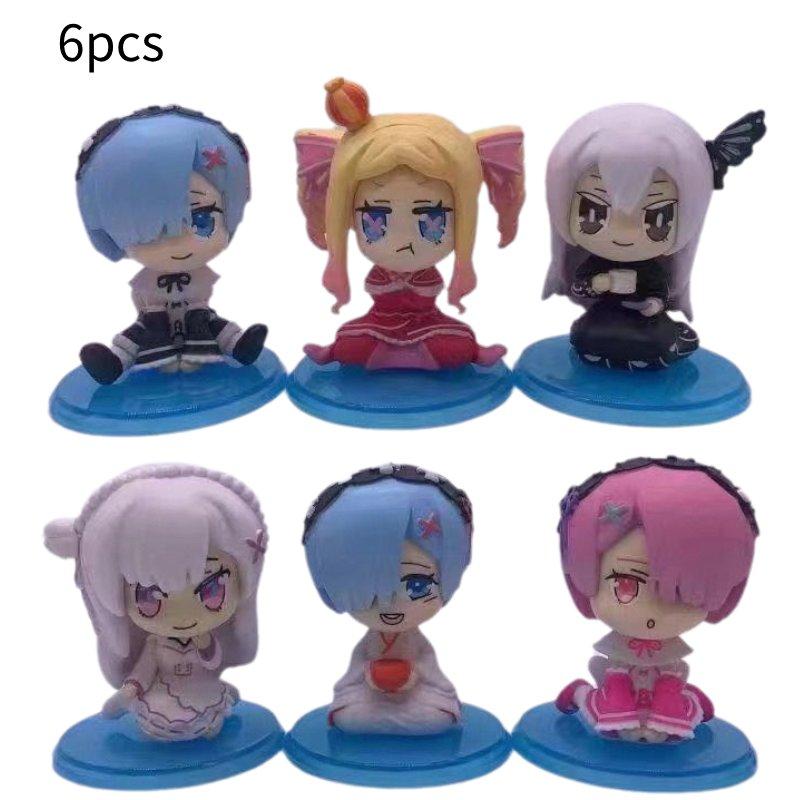 A Life In Different World From Zero Characters Toys Model Gift 6pcs Decoration
