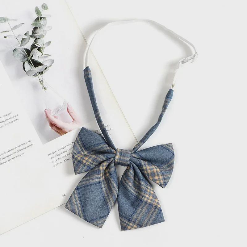 Hnědá retro kostkovaná kravata pro ženy a muže - japonský vysokoškolský styl motýlek