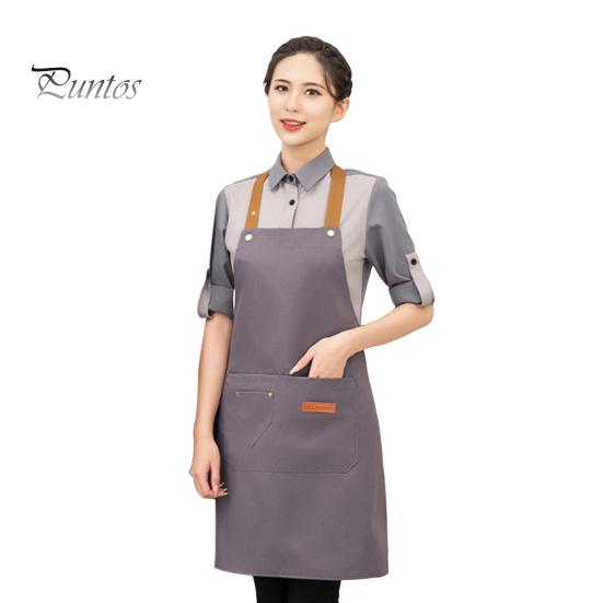 Waterproof Apron for Men Women Adjustable Length Waist Tie Multi-Pocket Apron for Kitchen Grill Restaurant Bar Cafe Beauty Salon Nail Studio Uniforms