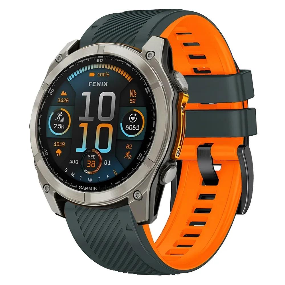Two-Tone Silicone Watch Band For Garmin Fenix 8 E 47mm Accessories For Garmin Enduro 3 / Fenix8 51mm QuickFit 26mm 22mm Strap