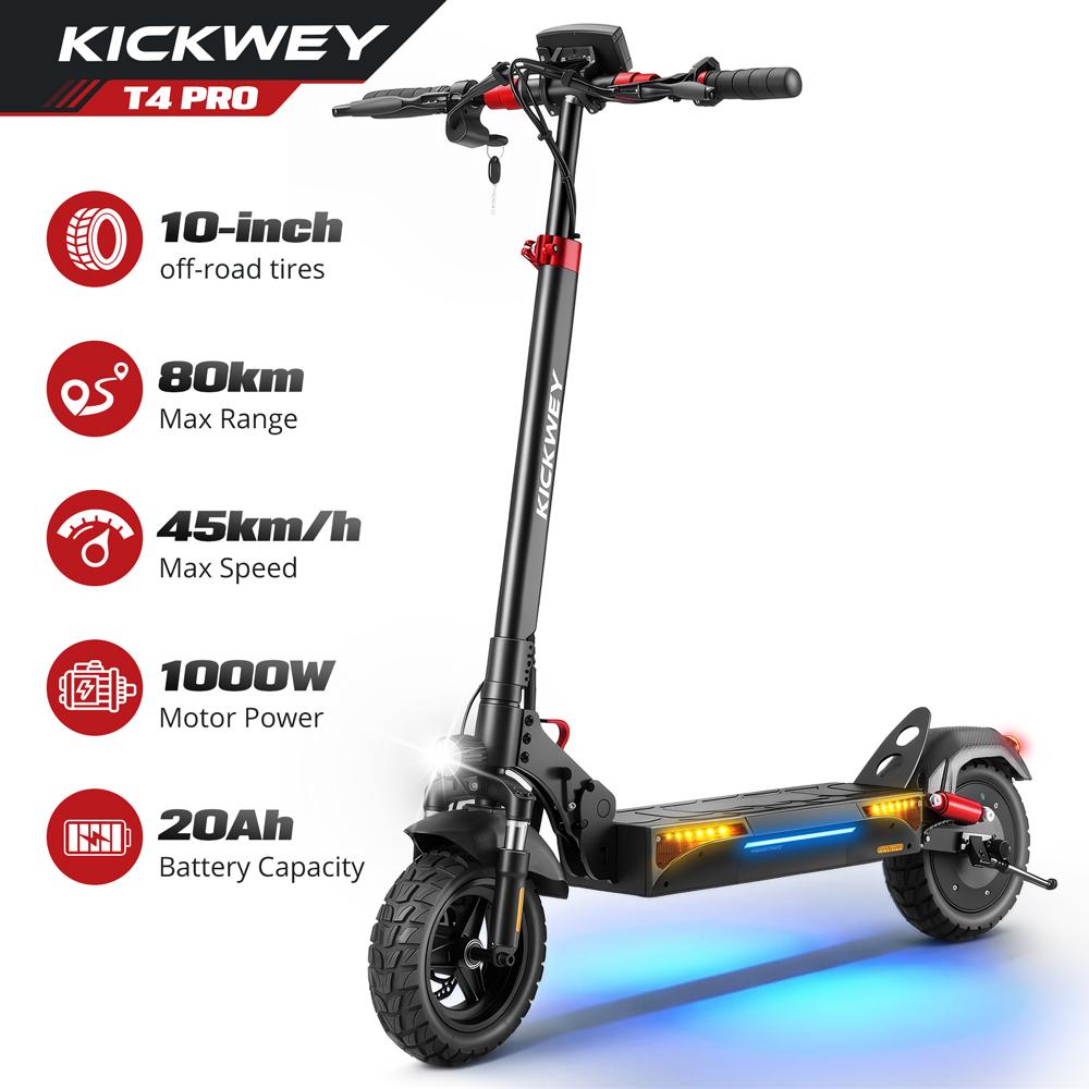 1000W Foldable Off Road E Scooter 48V20AH 54KM 45KM/H Dual Shock Hydraulic Brake 10" Tubeless Tire for Adults