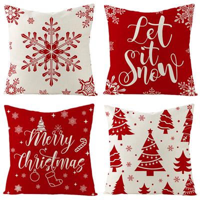 Funda de cojín roja navideña Decoración navideña para el hogar Funda de cojín cojines decorativos para sofá poszewki na poduszki