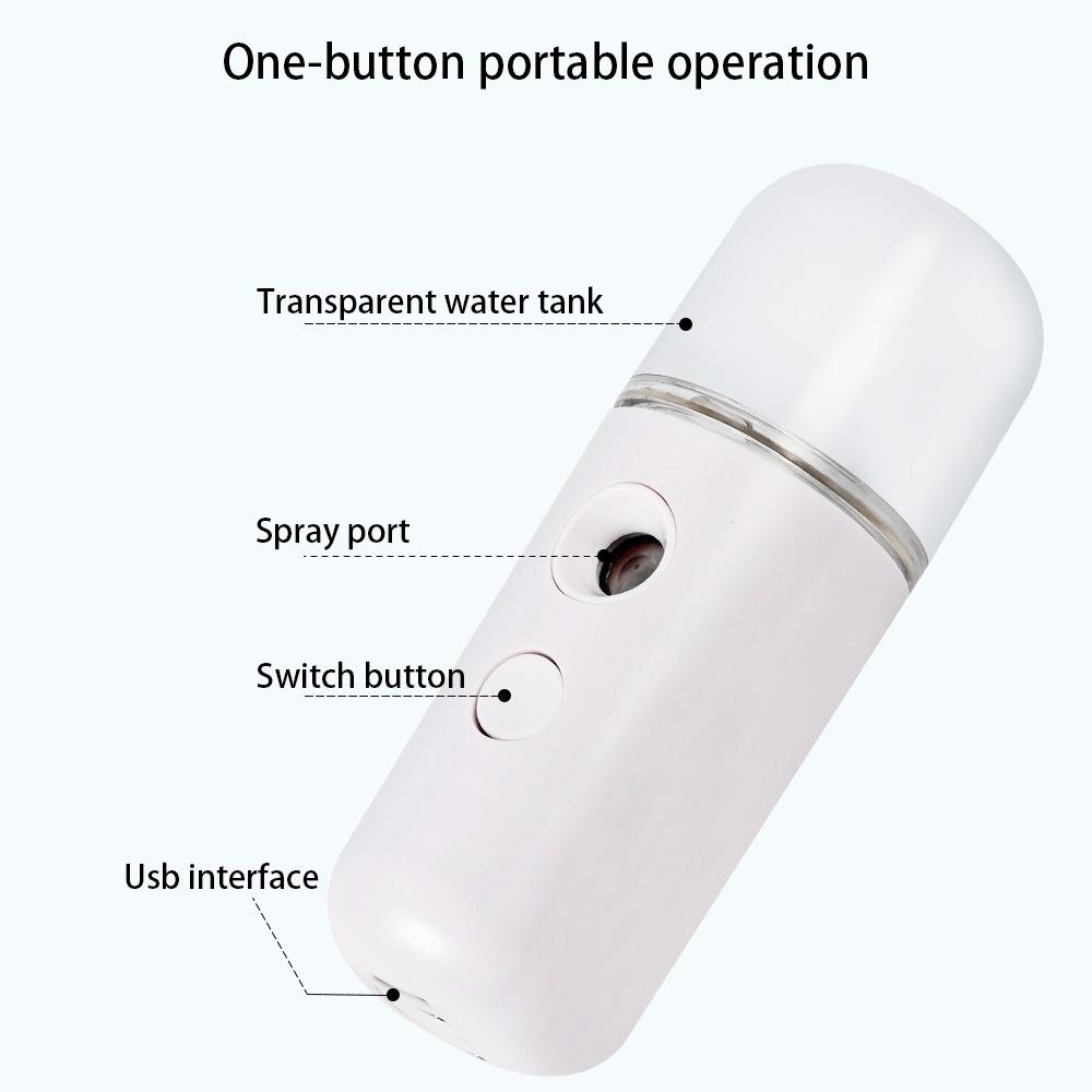 30ML Nano Facial Mist Sprayer Portable USB Mini Face Steamer Humidifier for Skin Care Hydration Beauty Tool