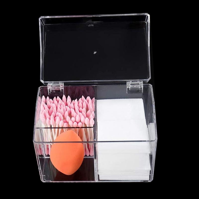 Transparente Acryl Beauty-Ei Wattebox Tragbarer Kosmetikbehälter Schmuckorganisator Make-up Wattepad Etui