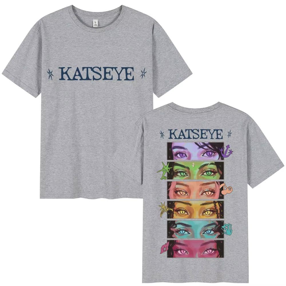 2026 Hot Sale Kpop Katseye Eyes Graphic Print Fashion T Shirts Pop Music Tee Men Women Korean Aesthetic T-shirt Oversized Short Sleeve