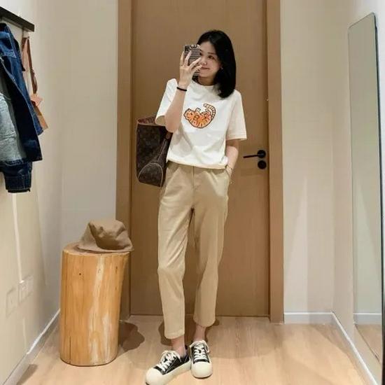 Women's Summer Slim Tencel Carrot Pants - Elastic Waist, Tapered, Nine-Point Harem Style