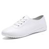 Female Ladies Women's Genuine Leather Flats Shoes Loafers Soft Moccasins Lace Up Comfortable White Shoes Luxury Flat Shoes Plus