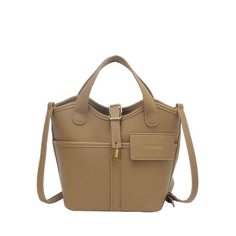 2026 Women's Korean Style Fashion Leather Bucket Bag - Versatile Single Shoulder Crossbody Handbag